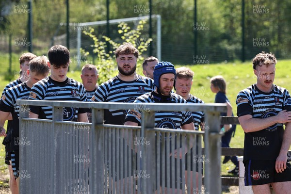 250426 - Pontyberem v Llanybydder - Admiral National League 4 West A - Pontyberem players walk to the pitch