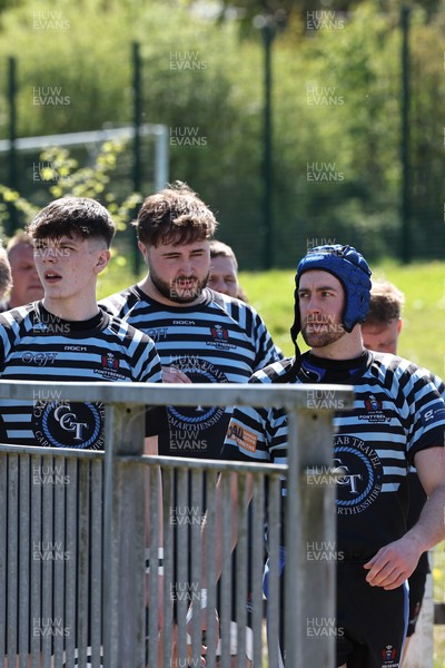 250426 - Pontyberem v Llanybydder - Admiral National League 4 West A - Pontyberem players walk to the pitch
