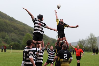 020526 - Ogmore Vale v Pontyclun - Admiral National League 4 East Central -  action between Ogmore Vale RFC and Pontyclun RFC (in white/black)