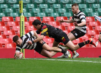 190426 - Pontyclun v Llangadog, Mens Division 4 Cup Final - Adam Lewis of Pontyclun dives in to score try