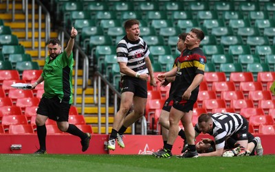 190426 - Pontyclun v Llangadog, Mens Division 4 Cup Final - Adam Lewis of Pontyclun dives in to score try