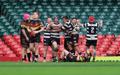 190426 - Pontyclun v Llangadog, Mens Division 4 Cup Final - Pontyclun celebrate on the final whistle