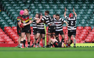 190426 - Pontyclun v Llangadog, Mens Division 4 Cup Final - Pontyclun celebrate on the final whistle