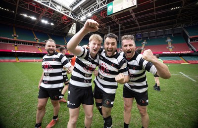 190426 - Pontyclun v Llangadog, Mens Division 4 Cup Final - Pontyclun celebrate after winning the final