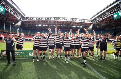 190426 - Pontyclun v Llangadog, Mens Division 4 Cup Final - Pontyclun celebrate after winning the final