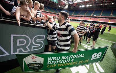 190426 - Pontyclun v Llangadog, Mens Division 4 Cup Final - Pontyclun celebrate after winning the final