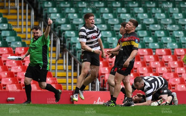 190426 - Pontyclun v Llangadog, Mens Division 4 Cup Final - Adam Lewis of Pontyclun dives in to score try