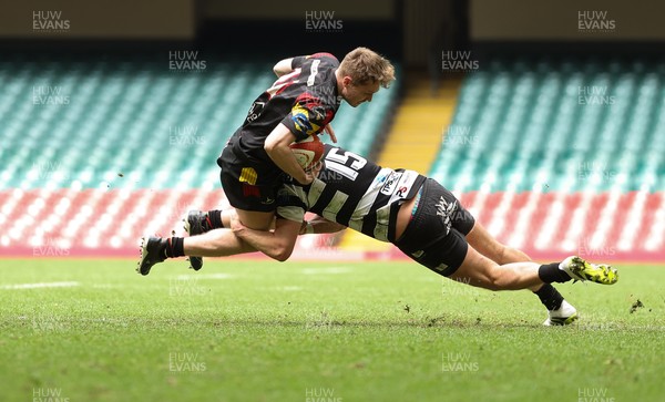 190426 - Pontyclun v Llangadog, Mens Division 4 Cup Final - Ben Morgan of Llangadog is tackled by Adam Lewis of Pontyclun
