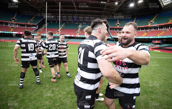 190426 - Pontyclun v Llangadog, Mens Division 4 Cup Final - Pontyclun celebrate after winning the final