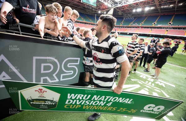 190426 - Pontyclun v Llangadog, Mens Division 4 Cup Final - Pontyclun celebrate after winning the final