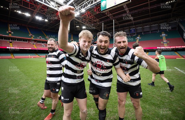 190426 - Pontyclun v Llangadog, Mens Division 4 Cup Final - Pontyclun celebrate after winning the final