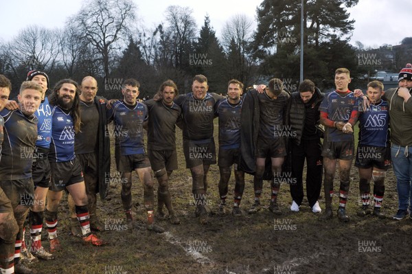 270118 - Pontypool v Carmarthen Quins - WRU National Cup -  Players celebrate their victory