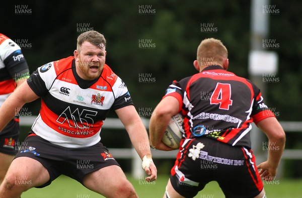 020917 - Pontypool RFC v Rhydyfelin RFC - SSE WRU National Championship - Michael Herbert of Pontypool looks to tackle Corey Bushell of Rhydyfelin