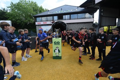 210525 - Pontypridd Schools v Bridgend - WSRU Junior Group - U11’s DC Thomas Cup Final - Both sides run out for the start of the match