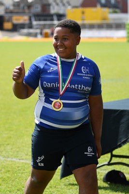 210525 - Pontypridd Schools v Bridgend - WSRU Junior Group - U11’s DC Thomas Cup Final - Bridgend players collect their medals at full time