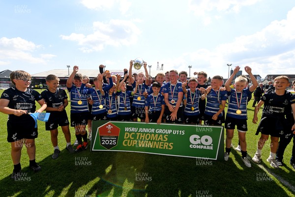 210525 - Pontypridd Schools v Bridgend - WSRU Junior Group - U11’s DC Thomas Cup Final - Bridgend players celebrate lifting the trophy at full time
