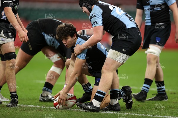 101224 - Pontypridd Schools v Cardiff Central Schools - Dewar Shield - Ali Al Jassem of Cardiff Central scores a try