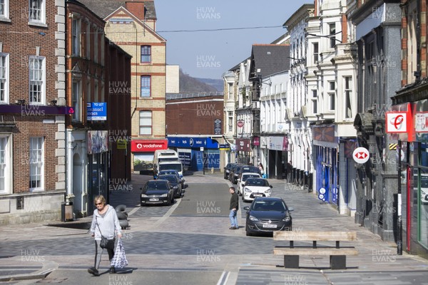 280320 - Picture shows Pontypridd Town Centre during the Covid-19 lockdown - 