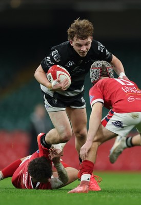 111225 - Pontypridd U16 Schools v Llanelli U16 Schools, Dewar Shield Final - Jake Ayers of Pontypridd Schools is tackled