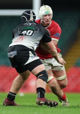 111225 - Pontypridd U16 Schools v Llanelli U16 Schools, Dewar Shield Final - Ifan Gravell-Jones of Llanelli Schools takes on Tomas Williams of Pontypridd Schools