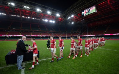 111225 - Pontypridd U16 Schools v Llanelli U16 Schools, Dewar Shield Final - Llanelli Schools are presented with their runners up medals
