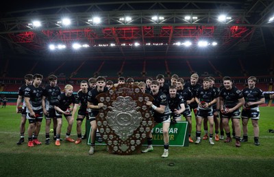 111225 - Pontypridd U16 Schools v Llanelli U16 Schools, Dewar Shield Final - Pontypridd Schools celebrate after winning the Dewar Shield