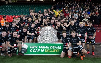 111225 - Pontypridd U16 Schools v Llanelli U16 Schools, Dewar Shield Final - Pontypridd Schools celebrate after winning the Dewar Shield