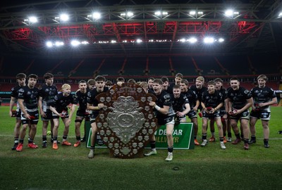 111225 - Pontypridd U16 Schools v Llanelli U16 Schools, Dewar Shield Final - Pontypridd Schools celebrate after winning the Dewar Shield