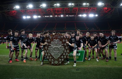 111225 - Pontypridd U16 Schools v Llanelli U16 Schools, Dewar Shield Final - Pontypridd Schools celebrate after winning the Dewar Shield