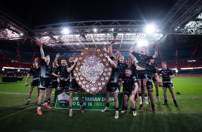 111225 - Pontypridd U16 Schools v Llanelli U16 Schools, Dewar Shield Final - Pontypridd Schools celebrate after winning the Dewar Shield