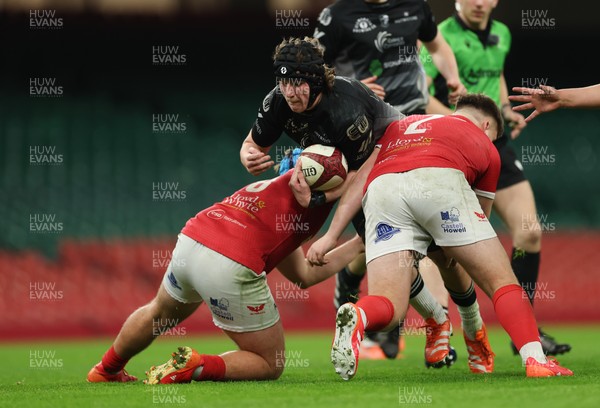 111225 - Pontypridd U16 Schools v Llanelli U16 Schools, Dewar Shield Final - Alfie Harris of Pontypridd Schools is tackled