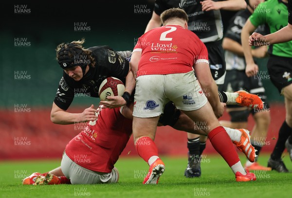 111225 - Pontypridd U16 Schools v Llanelli U16 Schools, Dewar Shield Final - Alfie Harris of Pontypridd Schools is tackled