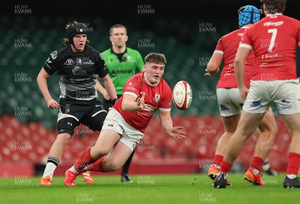 111225 - Pontypridd U16 Schools v Llanelli U16 Schools, Dewar Shield Final - Cody Bates of Llanelli Schools passes