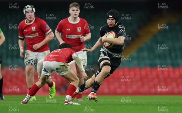 111225 - Pontypridd U16 Schools v Llanelli U16 Schools, Dewar Shield Final - Jack Evans of Pontypridd Schools attacks
