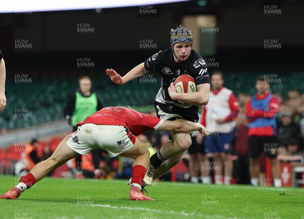 111225 - Pontypridd U16 Schools v Llanelli U16 Schools, Dewar Shield Final - Lewis Kinsey of Pontypridd Schools is tackled