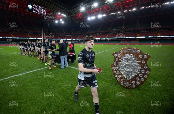 111225 - Pontypridd U16 Schools v Llanelli U16 Schools, Dewar Shield Final - Pontypridd Schools are presented with their winners medals