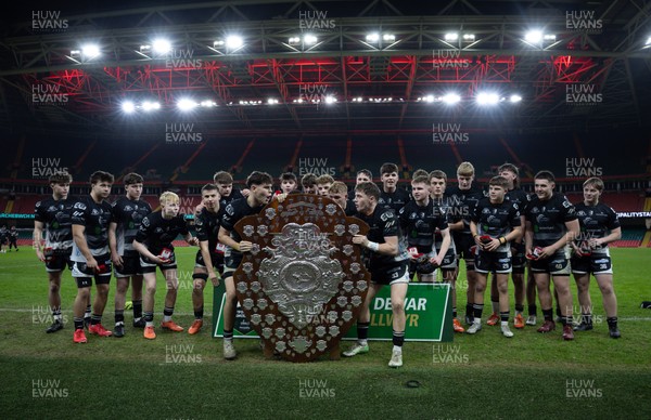 111225 - Pontypridd U16 Schools v Llanelli U16 Schools, Dewar Shield Final - Pontypridd Schools celebrate after winning the Dewar Shield