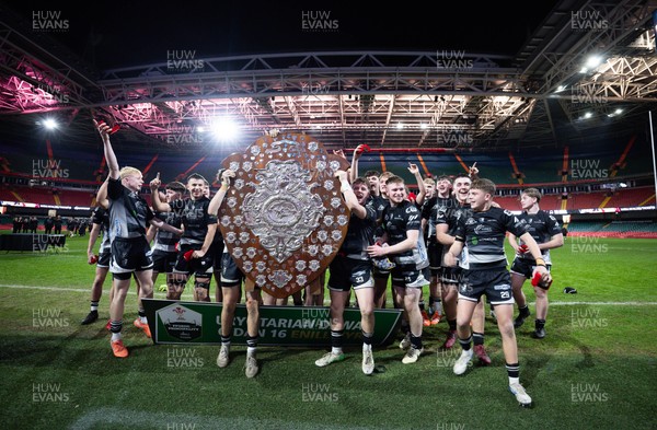 111225 - Pontypridd U16 Schools v Llanelli U16 Schools, Dewar Shield Final - Pontypridd Schools celebrate after winning the Dewar Shield