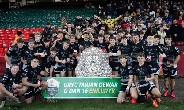 111225 - Pontypridd U16 Schools v Llanelli U16 Schools, Dewar Shield Final - Pontypridd Schools celebrate after winning the Dewar Shield