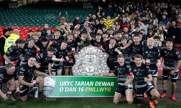 111225 - Pontypridd U16 Schools v Llanelli U16 Schools, Dewar Shield Final - Pontypridd Schools celebrate after winning the Dewar Shield