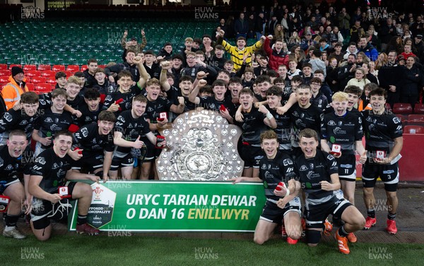 111225 - Pontypridd U16 Schools v Llanelli U16 Schools, Dewar Shield Final - Pontypridd Schools celebrate after winning the Dewar Shield