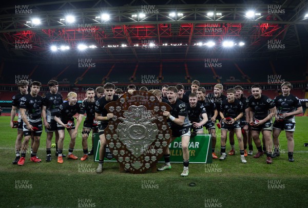 111225 - Pontypridd U16 Schools v Llanelli U16 Schools, Dewar Shield Final - Pontypridd Schools celebrate after winning the Dewar Shield