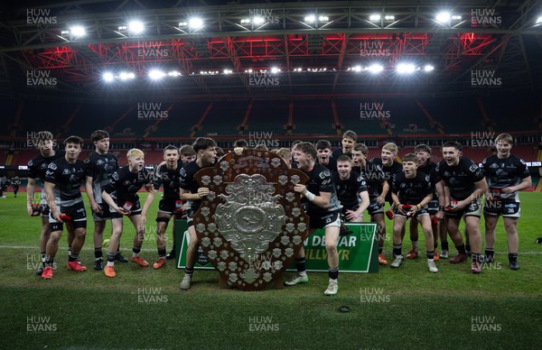 111225 - Pontypridd U16 Schools v Llanelli U16 Schools, Dewar Shield Final - Pontypridd Schools celebrate after winning the Dewar Shield