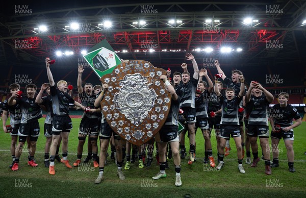 111225 - Pontypridd U16 Schools v Llanelli U16 Schools, Dewar Shield Final - Pontypridd Schools celebrate after winning the Dewar Shield