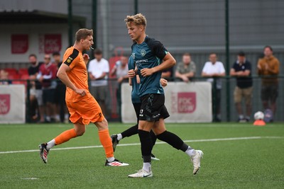 010725 - Pontypridd United v Newport County - Preseason Friendly - Tom Davies of Newport County scores the first goal of the game
