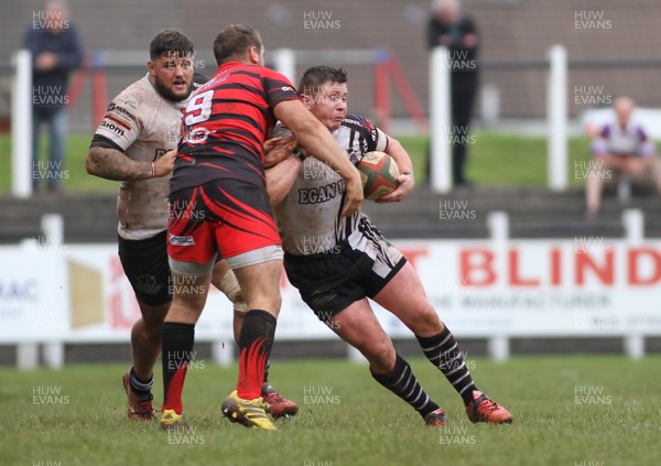 101015 - Pontypridd RFC v Aberavon RFC - Principality Premiership -Ashleigh James of Pontypridd is tackled by David Pritchard of Aberavon