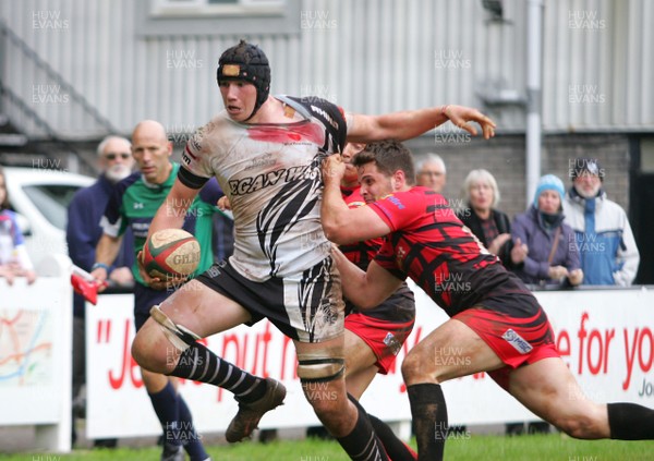 101015 - Pontypridd RFC v Aberavon RFC - Principality Premiership -Seb Davies of Pontypridd is tackled by Joe Thomas of Aberavon