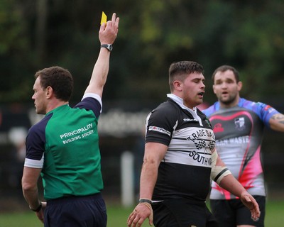 011114 - Pontypridd RFC v Bedwas RFC - Principality Premiership -Dan Crimmins of Bedwas is sin binned