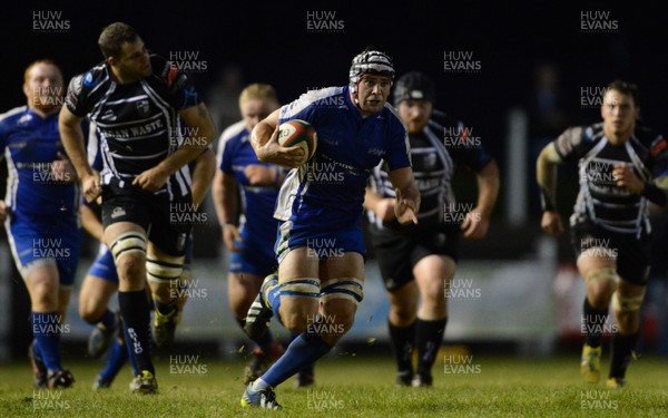 180913 - Pontypridd v Bridgend - Principality Premiership -Owain Lloyd of Bridgend gets into space