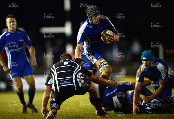 180913 - Pontypridd v Bridgend - Principality Premiership -Ben Jones of Bridgend gets into space